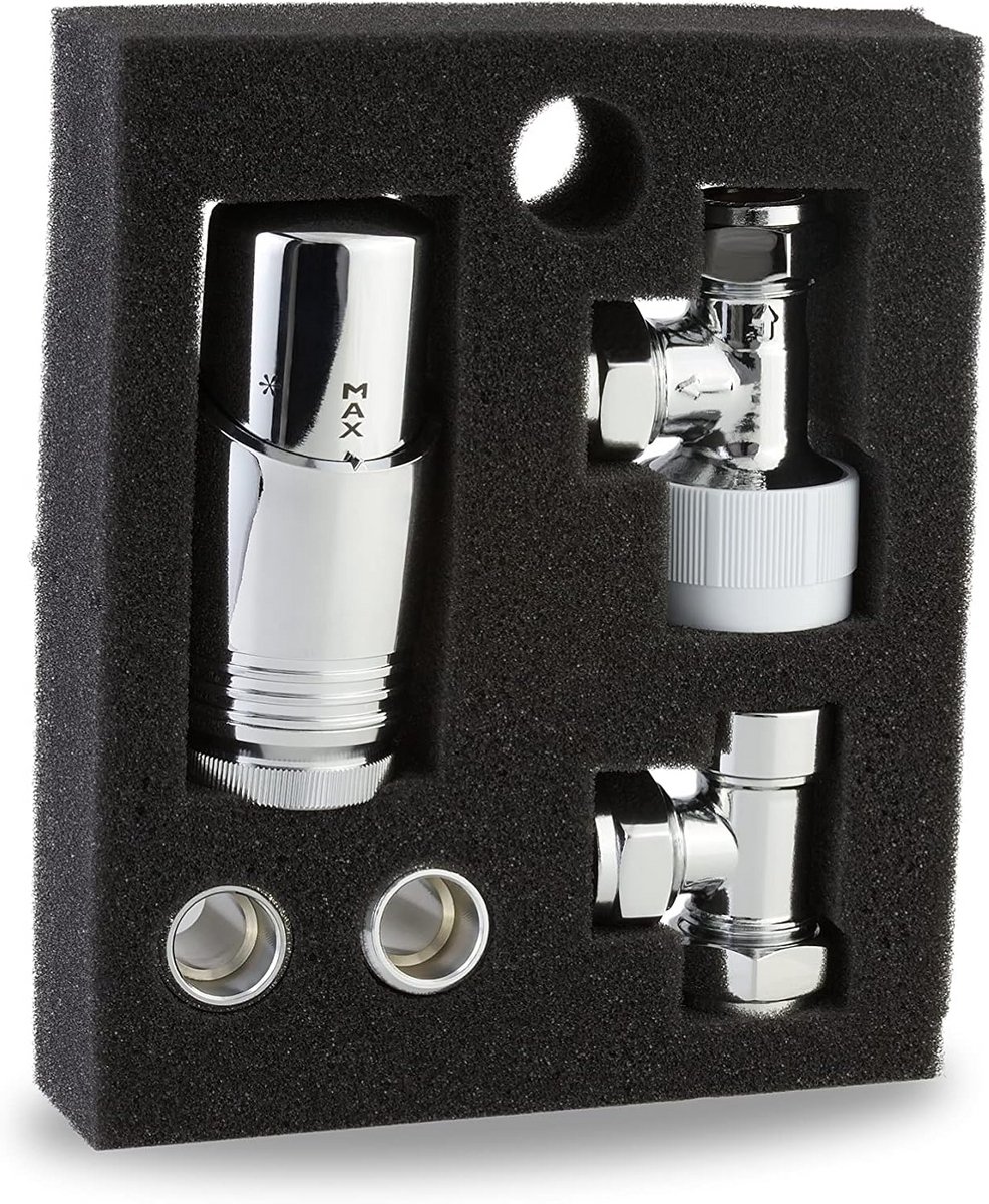Chromen Thermostatische Radiatorklep - Hoekige en rechte ontwerpen voor optimale temperatuurregeling