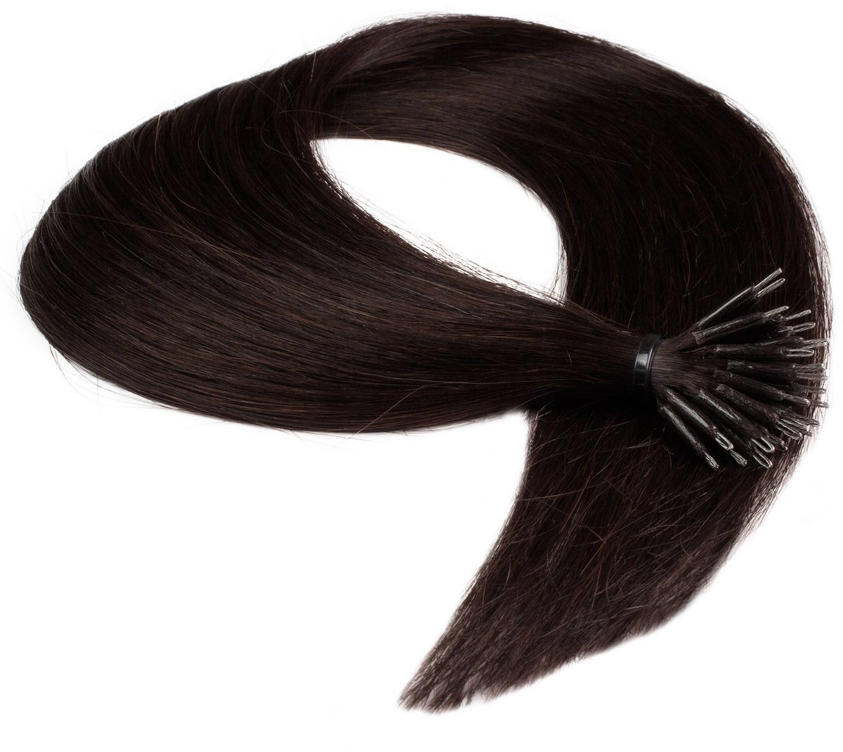 hair2heart Premium Nanoring Extensions Echt haar glad - 25 strengen 0,8 g 40 cm 5/0 middenbruin