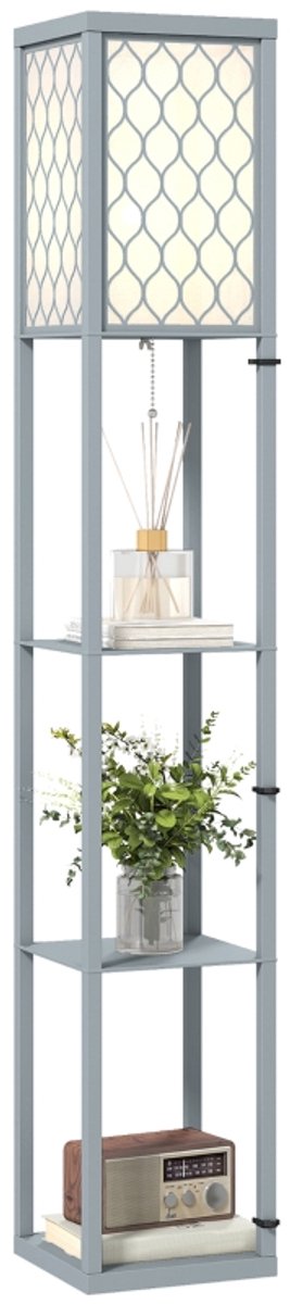 Daity Vloerlamp met ingebouwde planken, drielaagse vloerlamp voor de woonkamer, ritssluiting, 26 x 26 x 160 cm, gebroken wit.