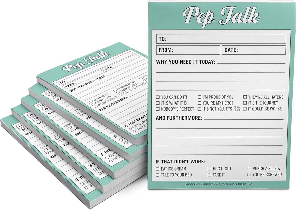 6x Pep Talk Notitieblokken: Dagelijkse Motivatie & Checklist Memo Pads A5 Klein