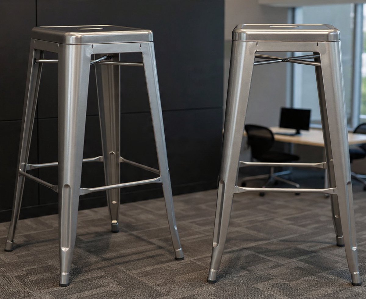 Bar Stools Iron Bar Chairs Set of 2, Seat Height 76 cm Counter Stool, Stackable Metal Bistro Stool with Footrest in Industrial Design (Metallic)-Casa Serena – 76 cm – Casa Dorada