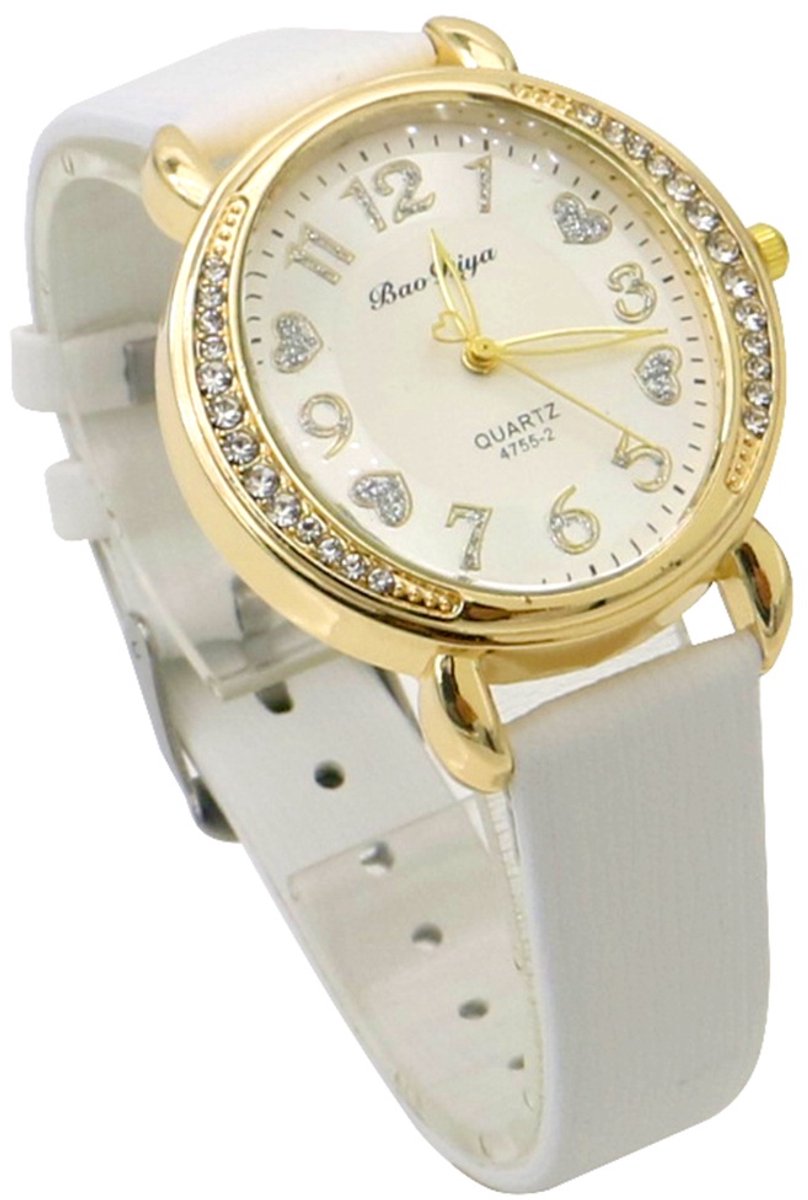 Horloge - quartz - PU band - wit - 36 mm