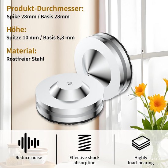 4 Stuks Speaker Spikes voor Hi-Fi Apparaten - Antivibratie Luidsprekervoeten van Merkloos — afbeelding 5