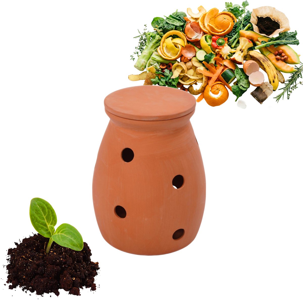 Wormencomposteerder - terracotta - 1 l - voor keuken