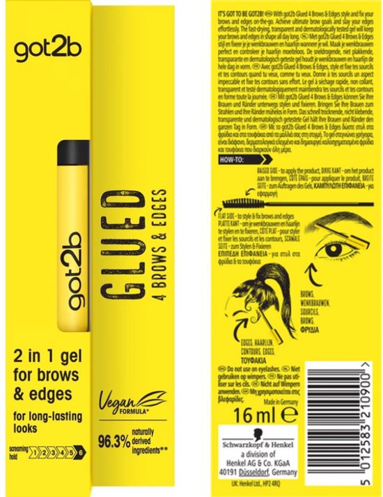 Got2b 2in1 Gel For Brows & Edges - Haarstyling - Wenkbrauwpotlood - Sneldrogende en Transparante - Stijl en Fixeer - 16 ml