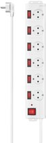 Hama Stekkerdoos met schakelaar - 6-voudig - 1,4m kabel - met overspanningsbeveiliging - Wit