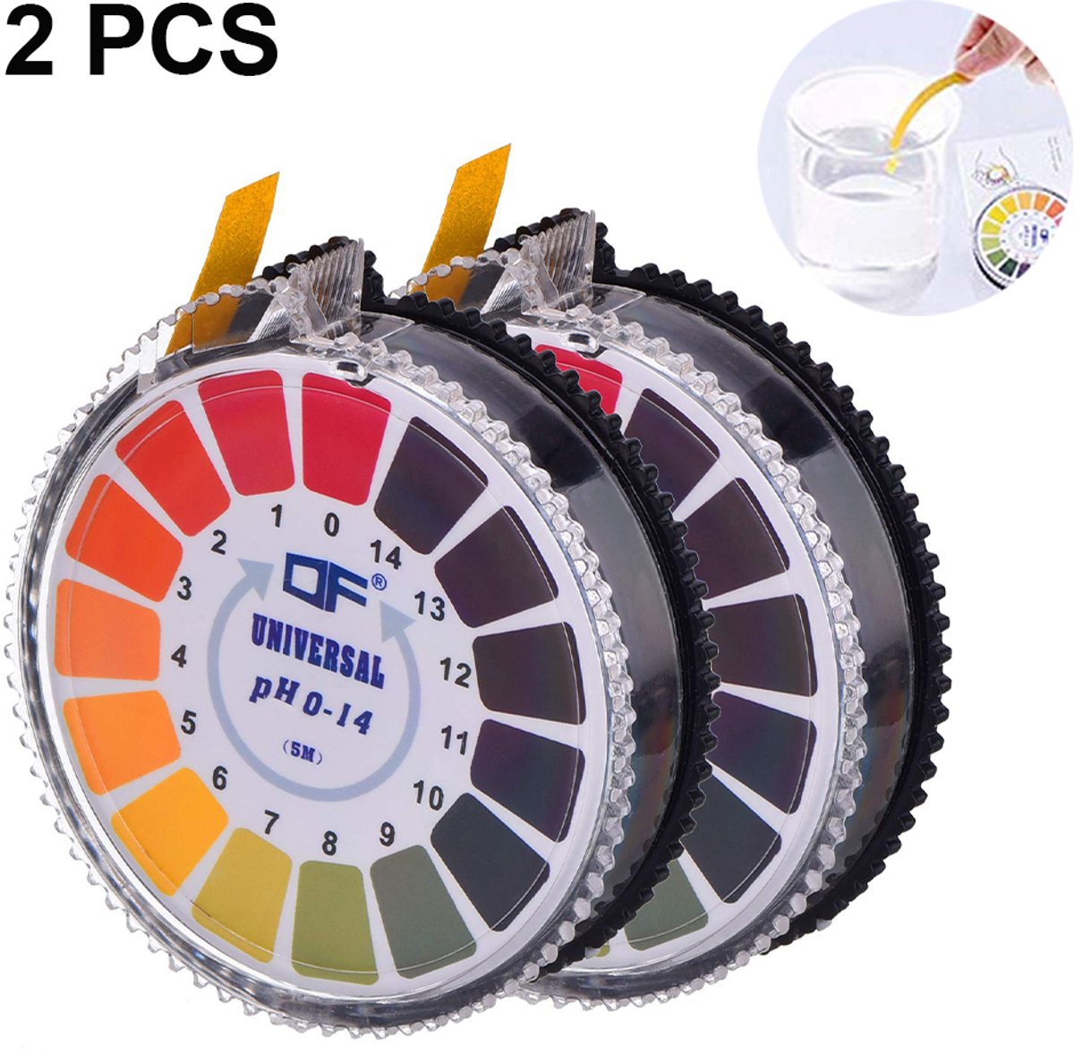 Oneay 2 rollen pH-teststrips, alkalische en zure indicator, testpapierrol voor water, urine, speeksel, bodem en lakmoes. Nauwkeurig test- en meetinstrument