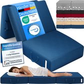 ELONEO Opvouwbaar Matras - 3-Delig Vouwmatras, Extra Dik 15 cm Schuim, Wasbaar en Draagbaar Logeermatras voor Volwassenen, Eenpersoonsbed (Blauw, 75 x 195 x 15 cm)
