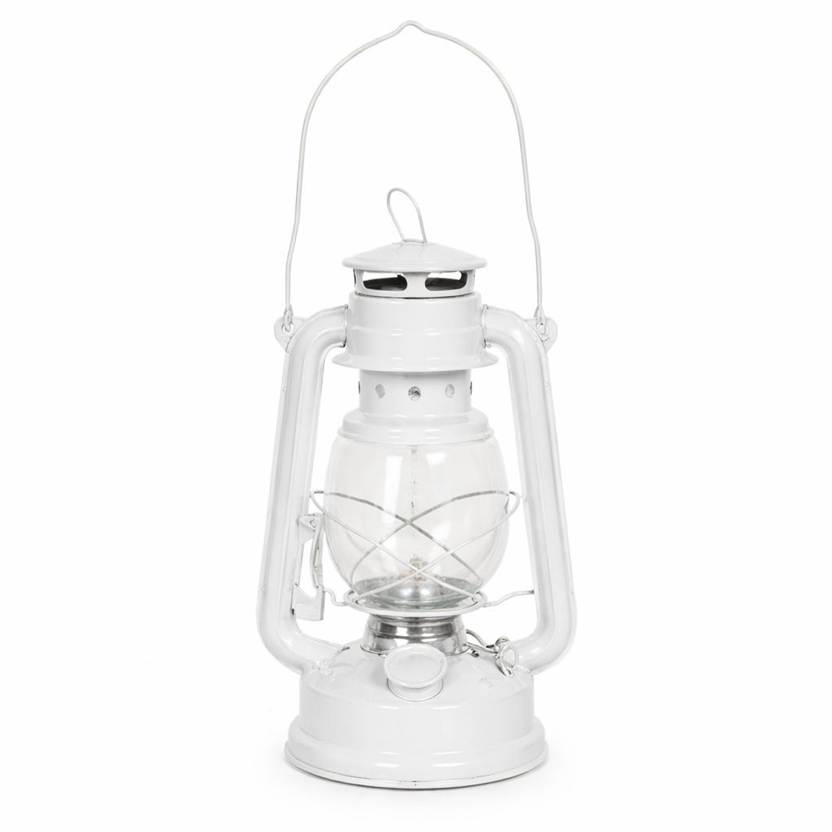 Witte Olielamp / Stormlamp – 24 cm – Klassieke Olie-Lamp – Sfeervolle Buitenlamp voor Camp