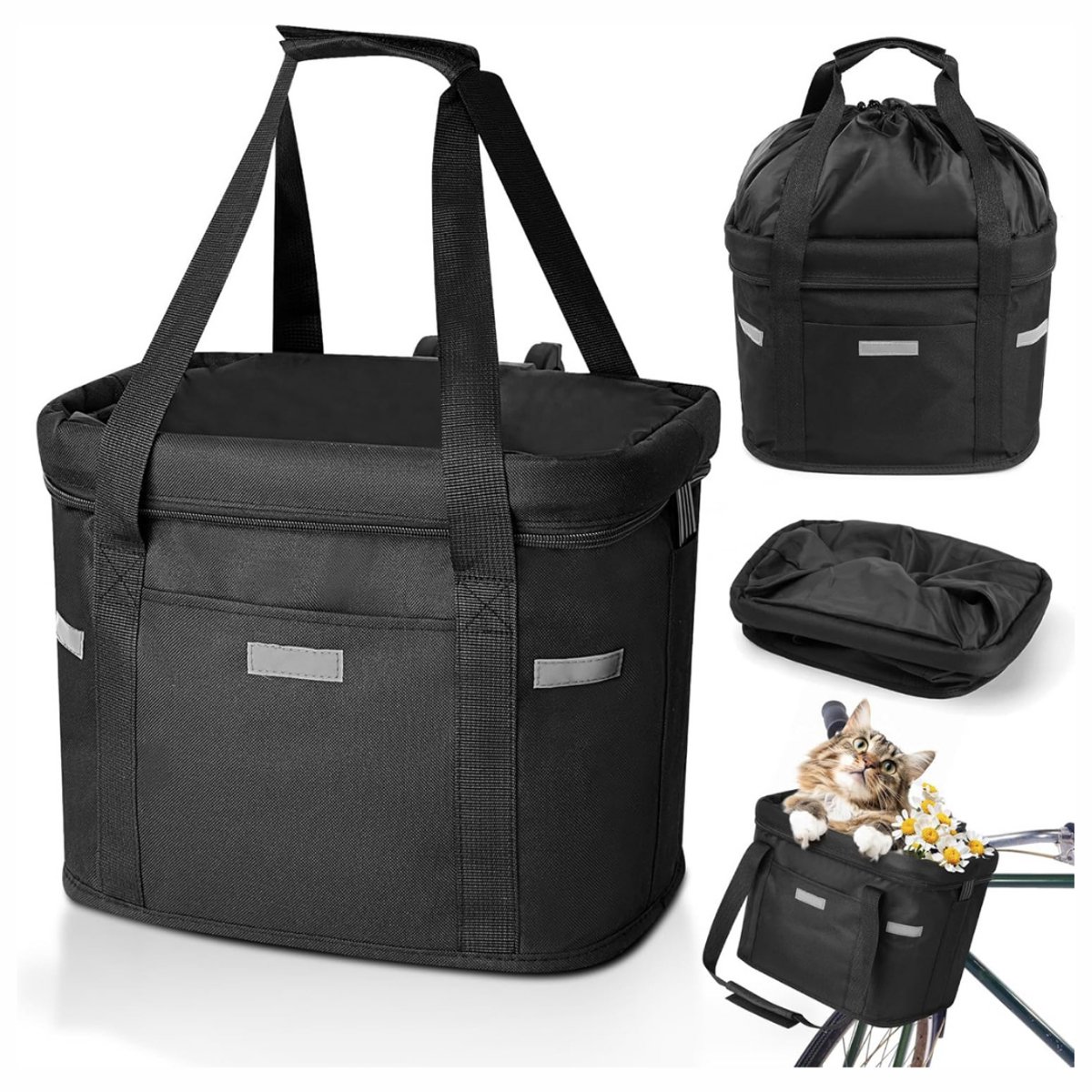Nexvo® Hondenfietsmand - Fietstas Hond - Hondenfietsmand Afneembaar - Zwart - 34cm x 24cm x 28cm