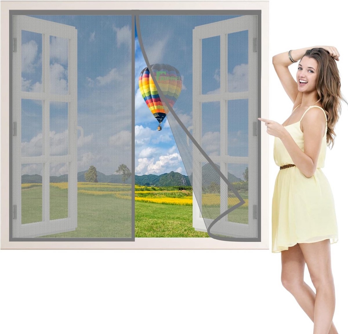Magnetisch Insectenhor Raam Doe Het Zelf - 240x205 cm Grijs Gaas