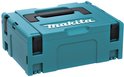 Turquoise Makita opbergkoffer met wit logo en zwart handvat.