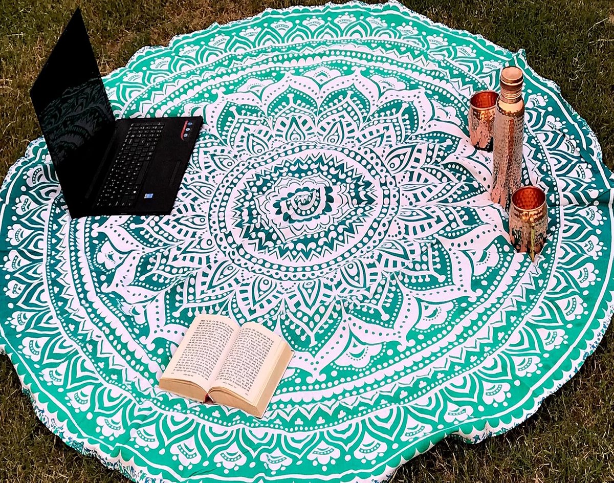 Rond Mandala Strandlaken van Katoen - Boho Yogamat - Perfect voor Strand, Yoga en Meditati