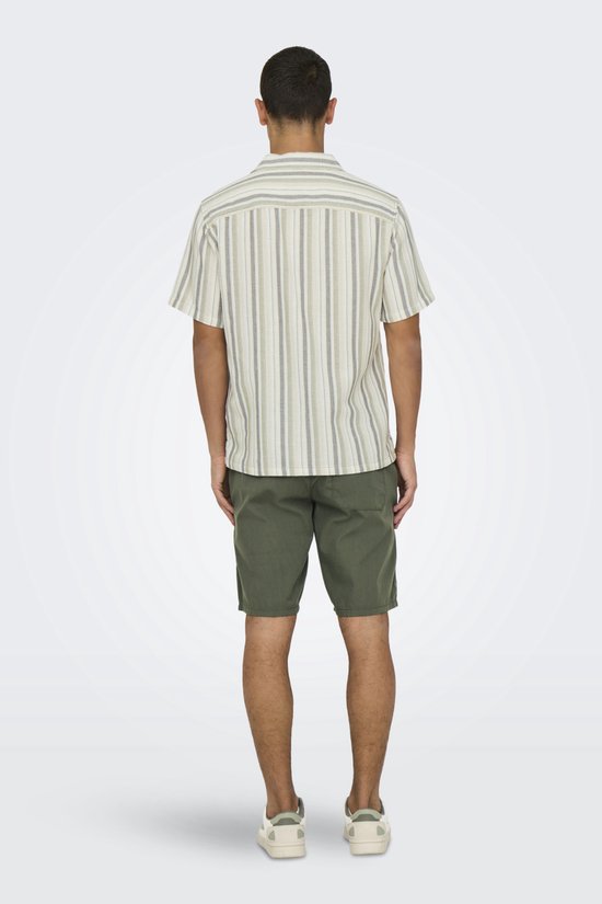 ONLY & SONS ONSTREV LIFE REG STRIPE SS SHIRT NOOS Heren Overhemd - Seagrass Multi Stripe