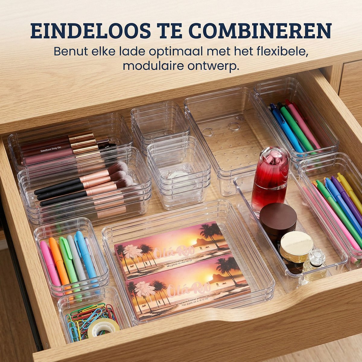 Somstyle Lade Organizer Bakjes - 44 Stuks - Bureau Accessoires - Keukenkast Ladeverdeler - Make Up Opbergbakjes - Transparant — cadeau in Cadeau-ideeën - foto 2