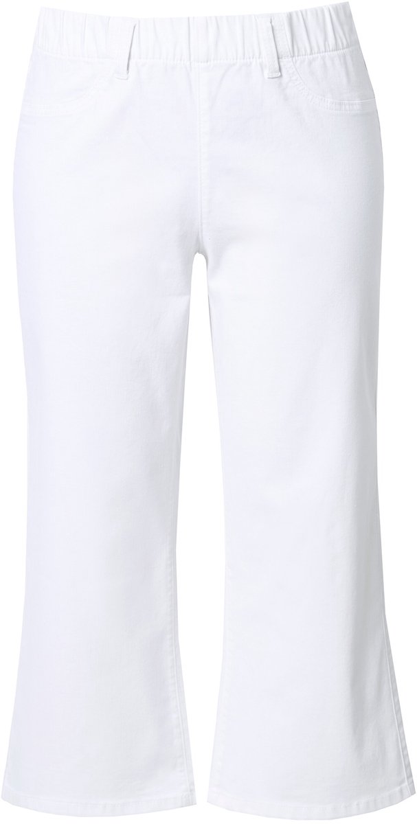 Ulla Popken - Dames - Jeans-culotte Mary brede wijde pijpen - Sneeuwwit - Maat 60