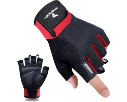 ATERCEL Training Gloves for Women Men, Training Gloves for Weightlifting, Cycling, Gym, Training, Breathable and Tight Fit (Red, XL)