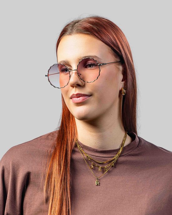 Montuurtjevoorjou - Round Wave Purple - Zonnebril - Zonnebril Dames - Rond - Metaal - Zilver van Montuurtjevoorjou — afbeelding 4