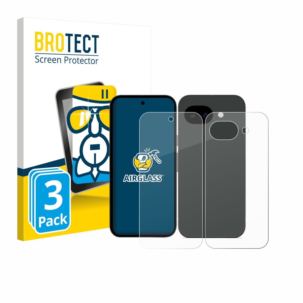 Screenprotector 3 Stuks voor Google Pixel 10a (Voor+Achter) Beschermglas transparant