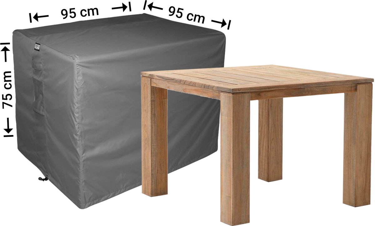 Raffles Covers Beschermhoes tuintafel - 95 x 95 H: 75 cm - D-RT95 - Waterdicht - Ademend - UV-bestendig - Elastisch rijgkoord - Beschermhoes tuinmeubelen Antraciet