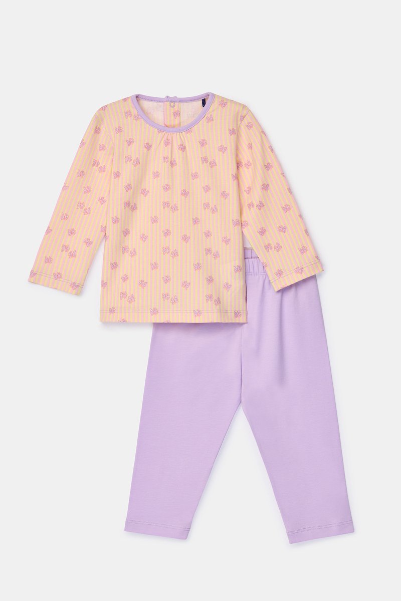 Woody pyjama meisjes baby - lila/roze - vlinder all-overprint - 261-10-PLG-Z/903 - maat 74