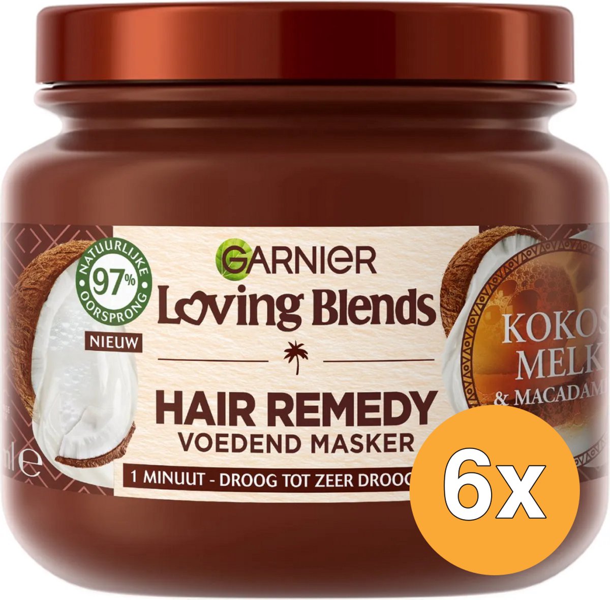 Garnier Loving Blends Kokosmelk & Macadamia Hair Remedy Haarmasker Voordeelverpakking - Voedend Masker Voor Normaal Tot Droog Haar - 6 x 340ml