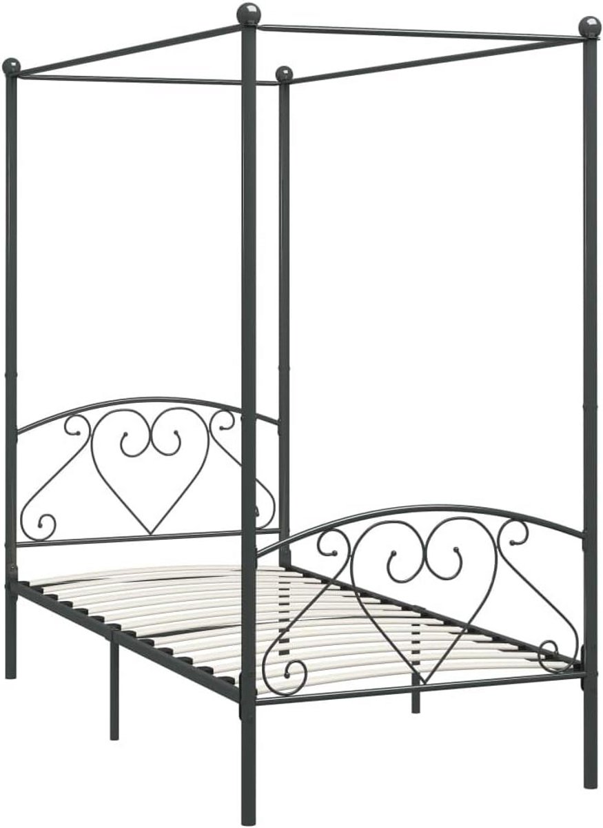 Effen Hemelbedframe Metaal 90x200 cm met Lattenbodem