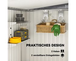 Tuinschuur - 154x206,5x181 cm - Tuinhuisje met Schuifdeur en Ventilatieopeningen - Gereedschapsschuur - Opslagruimte Tuin - Tuingereedschap Bewaren - Buitenschuren - Tuinberging - Fietsenberging - Tuinhuis - Donkergrijs
