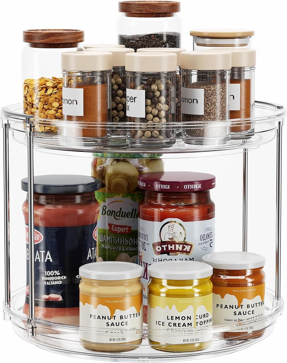 Draaibare Kruidenrek 2-Laags Organizer voor Kast en Keuken