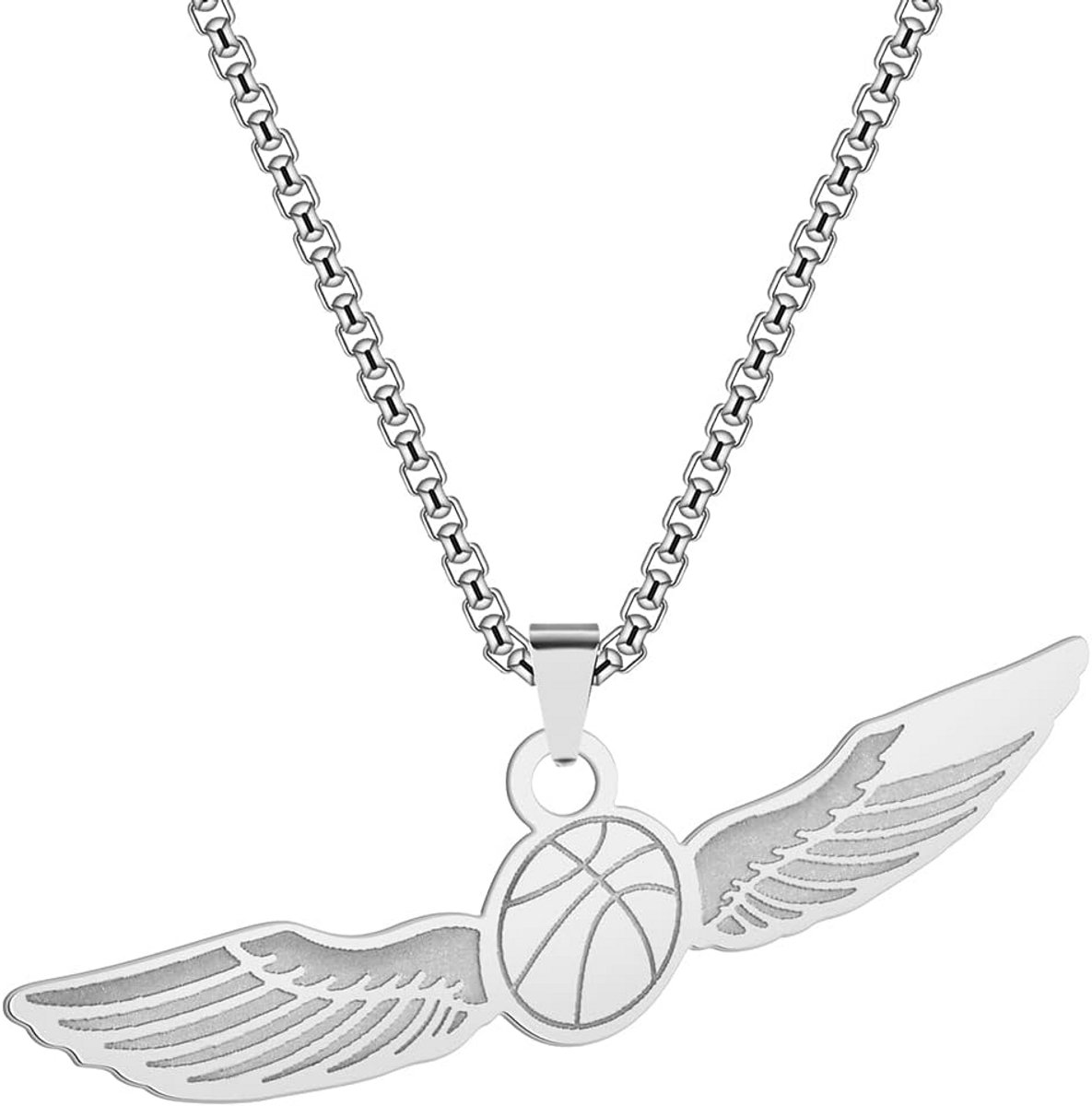 Basketbal Hanger Ketting Vleugels RVS Hip Hop Sieraden