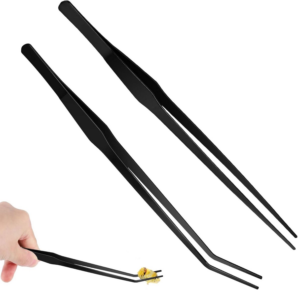 Lange Roestvrijstalen Tweezer Set voor Aquarium en Keuken - Rechte en Gebogen Pincet