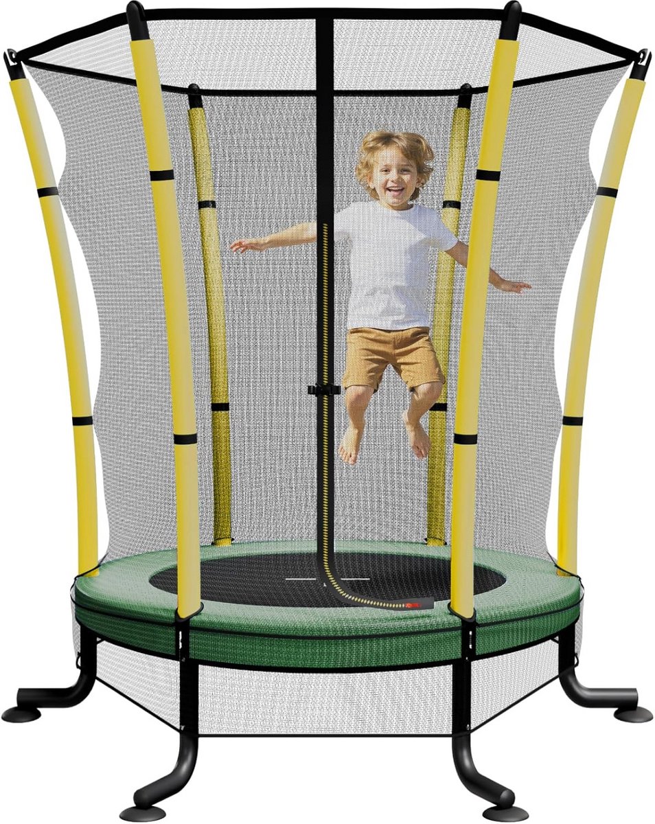 Mini Indoor/Outdoor Trampoline voor Peuters met Veiligheidsnet & Antislip