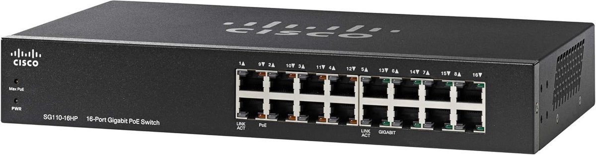 16-Poorts Gigabit Unmanaged Switch met 64W PoE Power voor Zakelijk Netwerk