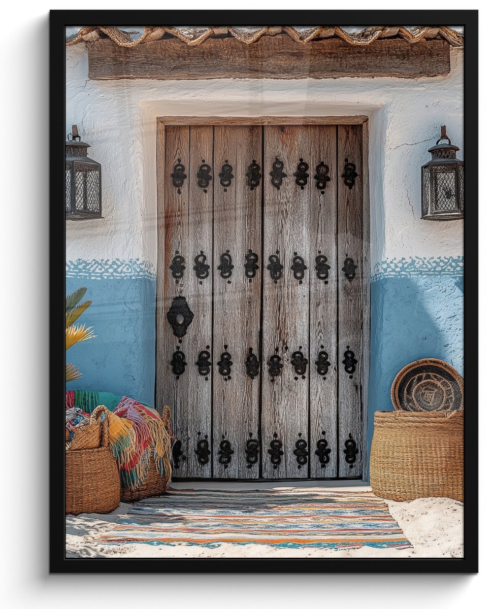 FrameYourWall Poster in lijst - Fotolijst 50x70 cm - Posters - Deur - Manden - Planten - Posterlijst zwart - Decoratie - Wanddecoratie woonkamer - Muurdecoratie slaapkamer Deur - Zomer
