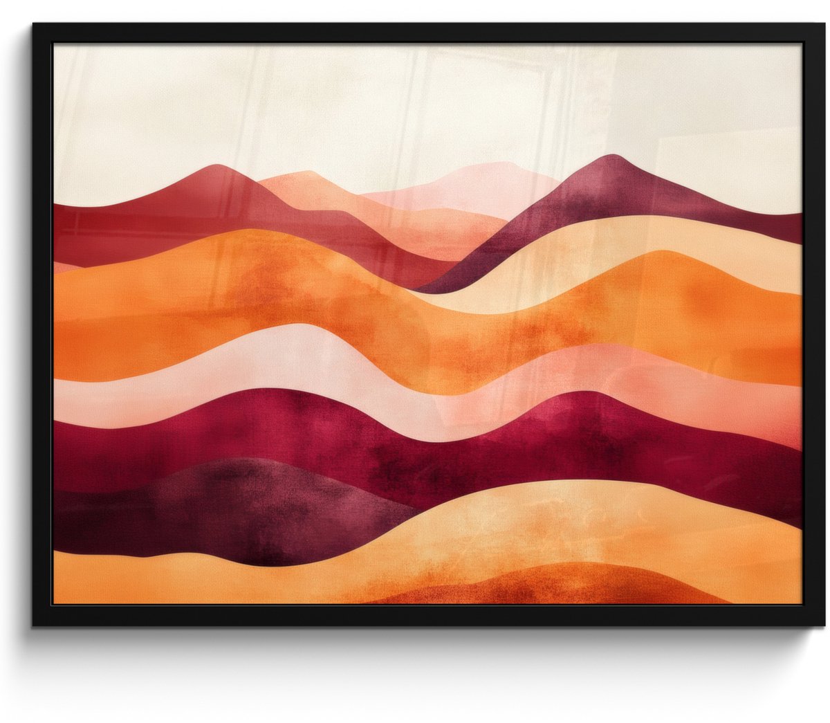 FrameYourWall Poster in lijst - Fotolijst 70x50 cm - Posters - Abstract - Landschap - Golven - Posterlijst zwart - Decoratie - Wanddecoratie woonkamer - Muurdecoratie slaapkamer
