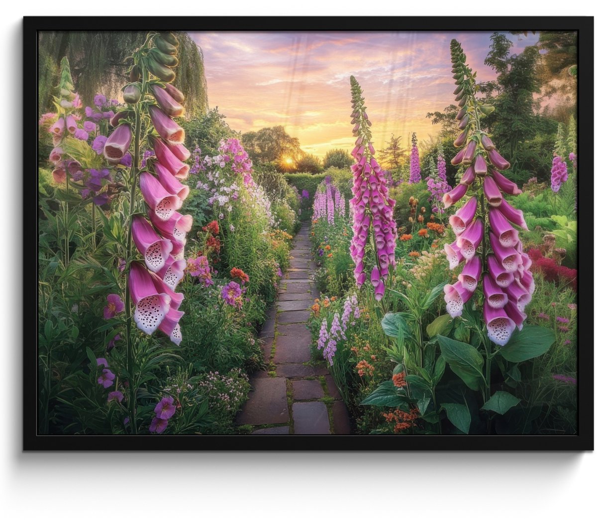 FrameYourWall Poster in lijst - Fotolijst 70x50 cm - Posters - Vingerhoedskruid - Bloemen - Tuin - Posterlijst zwart - Decoratie - Wanddecoratie woonkamer - Muurdecoratie slaapkamer