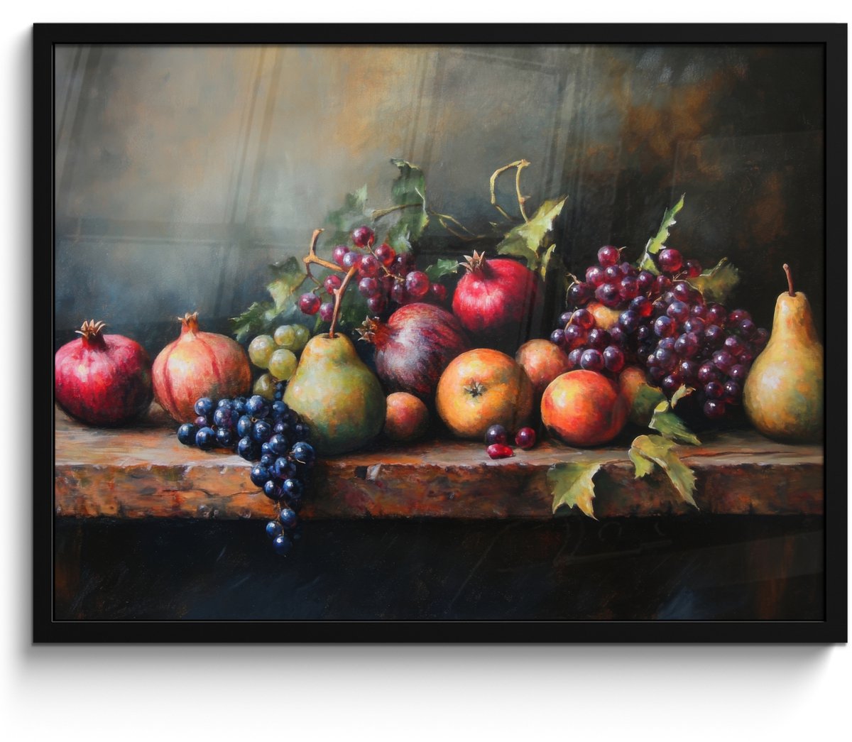 FrameYourWall Poster in lijst - Fotolijst 70x50 cm - Posters - Rustiek - Stilleven - Fruit - Posterlijst zwart - Decoratie - Wanddecoratie woonkamer - Muurdecoratie slaapkamer Fruit tafel - Stilleven