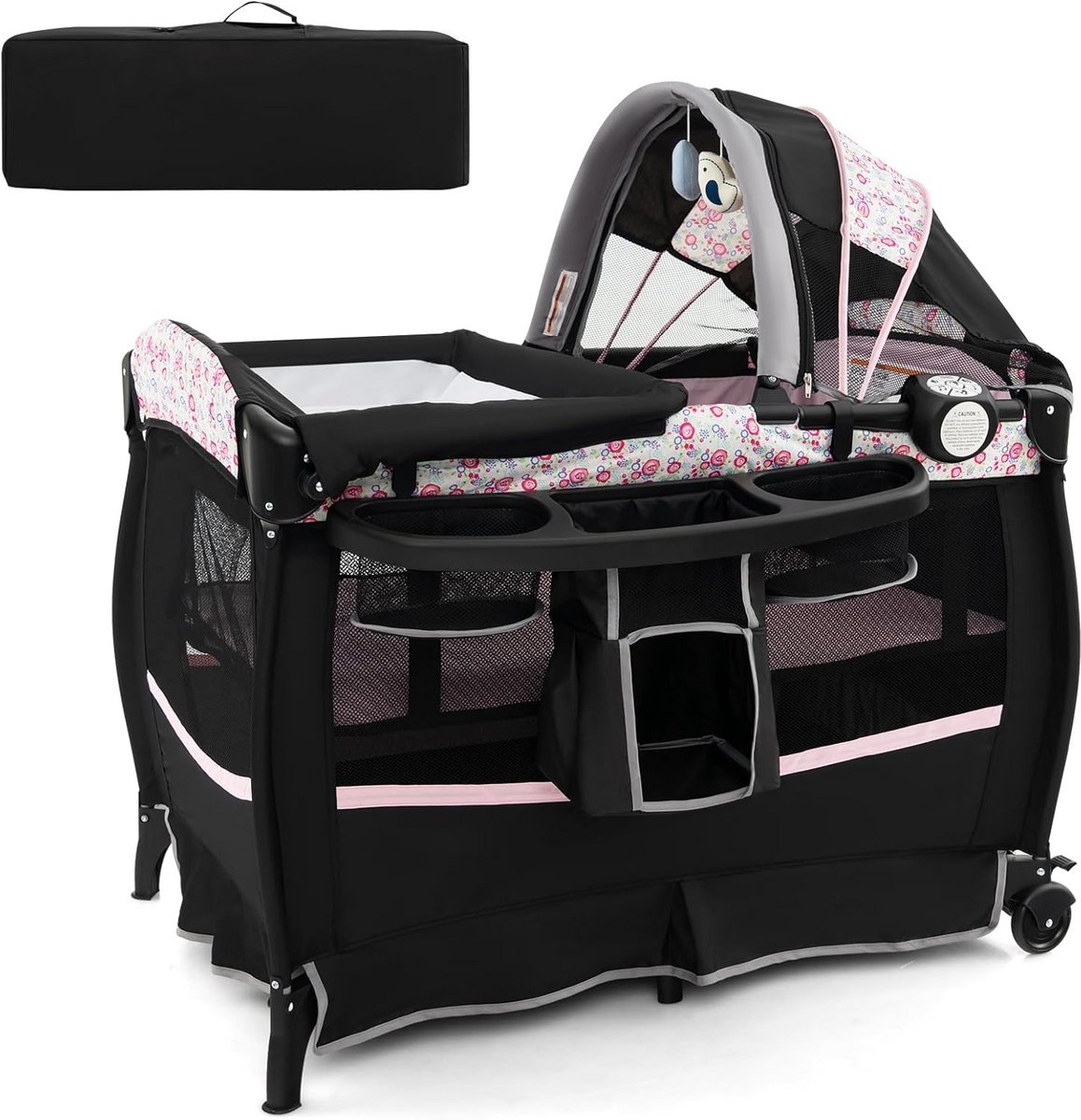 Opvouwbaar Babybed met Matras, Commode en Muziekfuncties