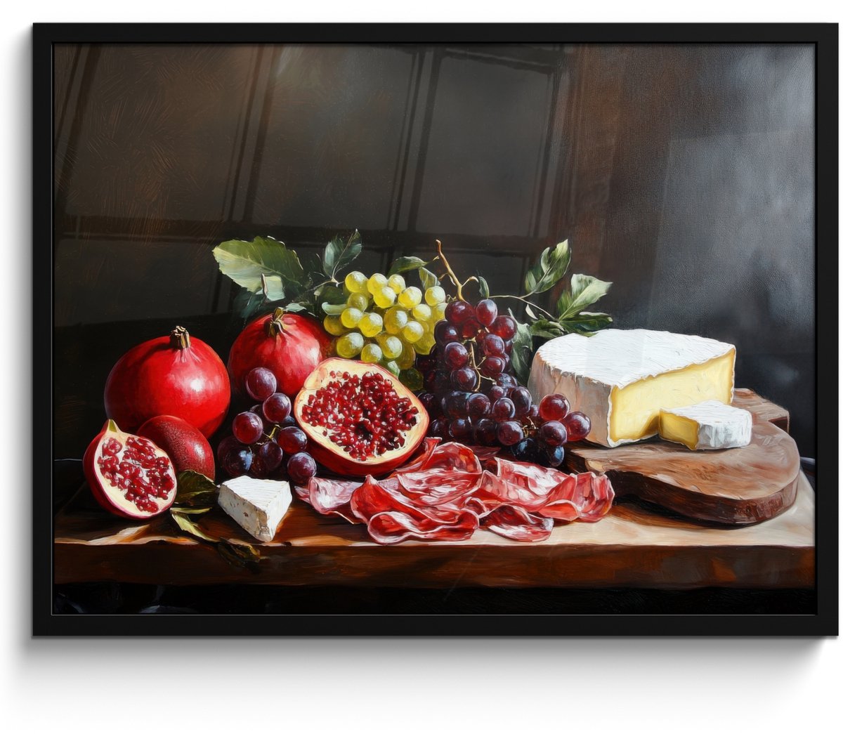 FrameYourWall Poster in lijst - Fotolijst 70x50 cm - Posters - Borrelplank - Stilleven - Vintage - Posterlijst zwart - Decoratie - Wanddecoratie woonkamer - Muurdecoratie slaapkamer Fruitplank - Stilleven