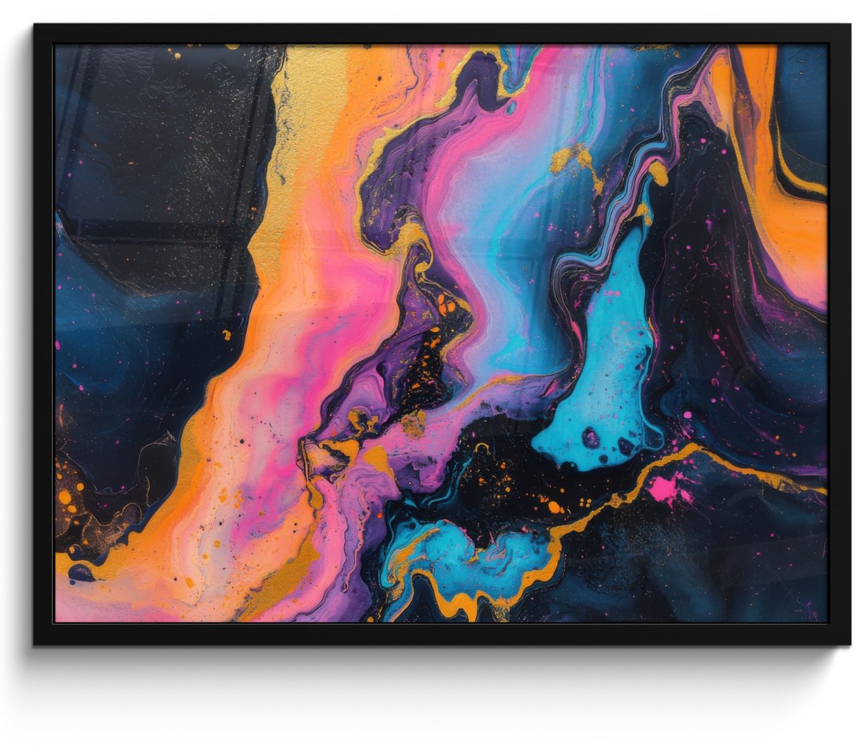 FrameYourWall Poster in lijst - Fotolijst 70x50 cm - Posters - Modern - Marmer - Oranje - Posterlijst zwart - Decoratie - Wanddecoratie woonkamer - Muurdecoratie slaapkamer Marmer - Modern 2