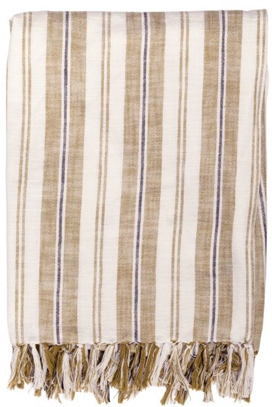 Tiseco - Katoenen deken INDIRA - Gestreept Design - 150x200 cm, zand