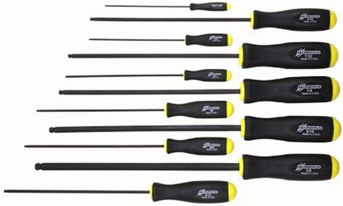 Set van 11 Lange Kogelkop Inbussleutels (5/64-3/8 inch) met Ergonomische Antislip Handgreep