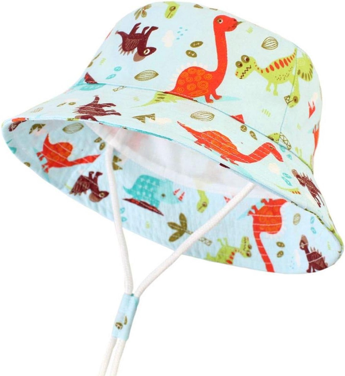 Schattige Kinder Zonnehoed Dinosaurus met Kinriem - 100% Katoen Zomerhoed