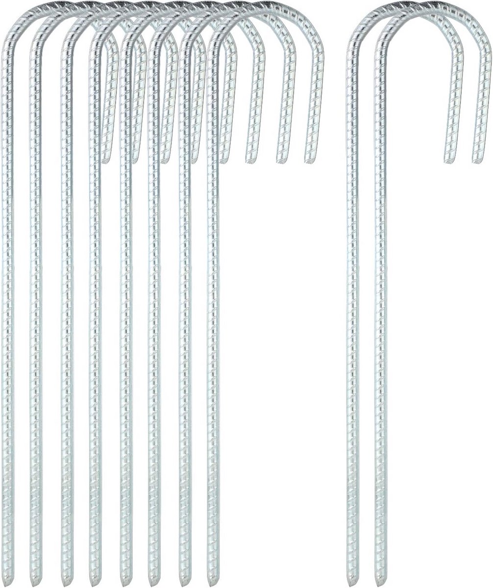 Set van 10 Gegalvaniseerde Grondpennen 30 cm - Stevige Haringen voor Trampoline, Tent en Tuin