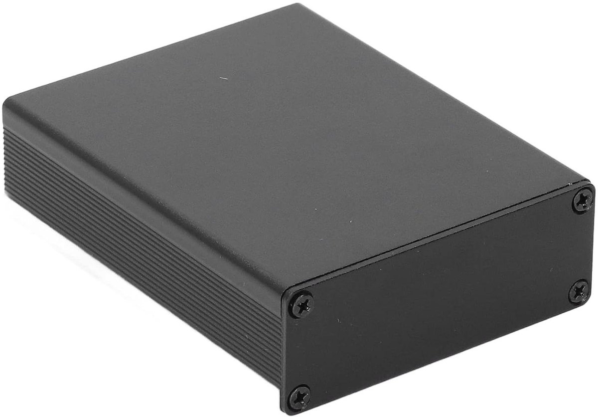 Aluminium behuizing voor elektronica met metalen PCB-board - zwart, 8,3 x 6,3 x 1,4 cm