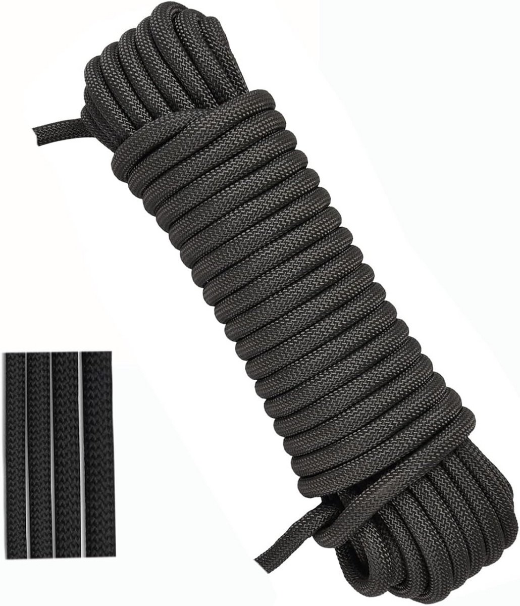Multifunctioneel Touw Zwart 8mm - 10 Meter Gevlochten Sterk Lijn