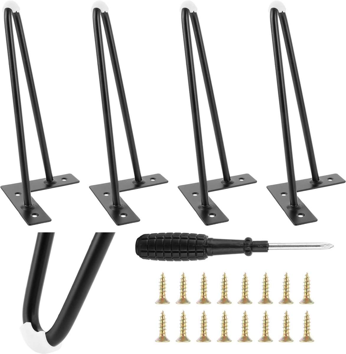 Set van 4 zwarte metalen meubelpoten 25 cm voor bureaus en kasten