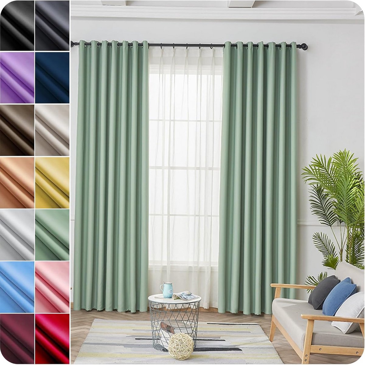 Verduisterend Gordijn Groen 150x70 cm - 100% Lichtdicht en Warmte-Isolerend