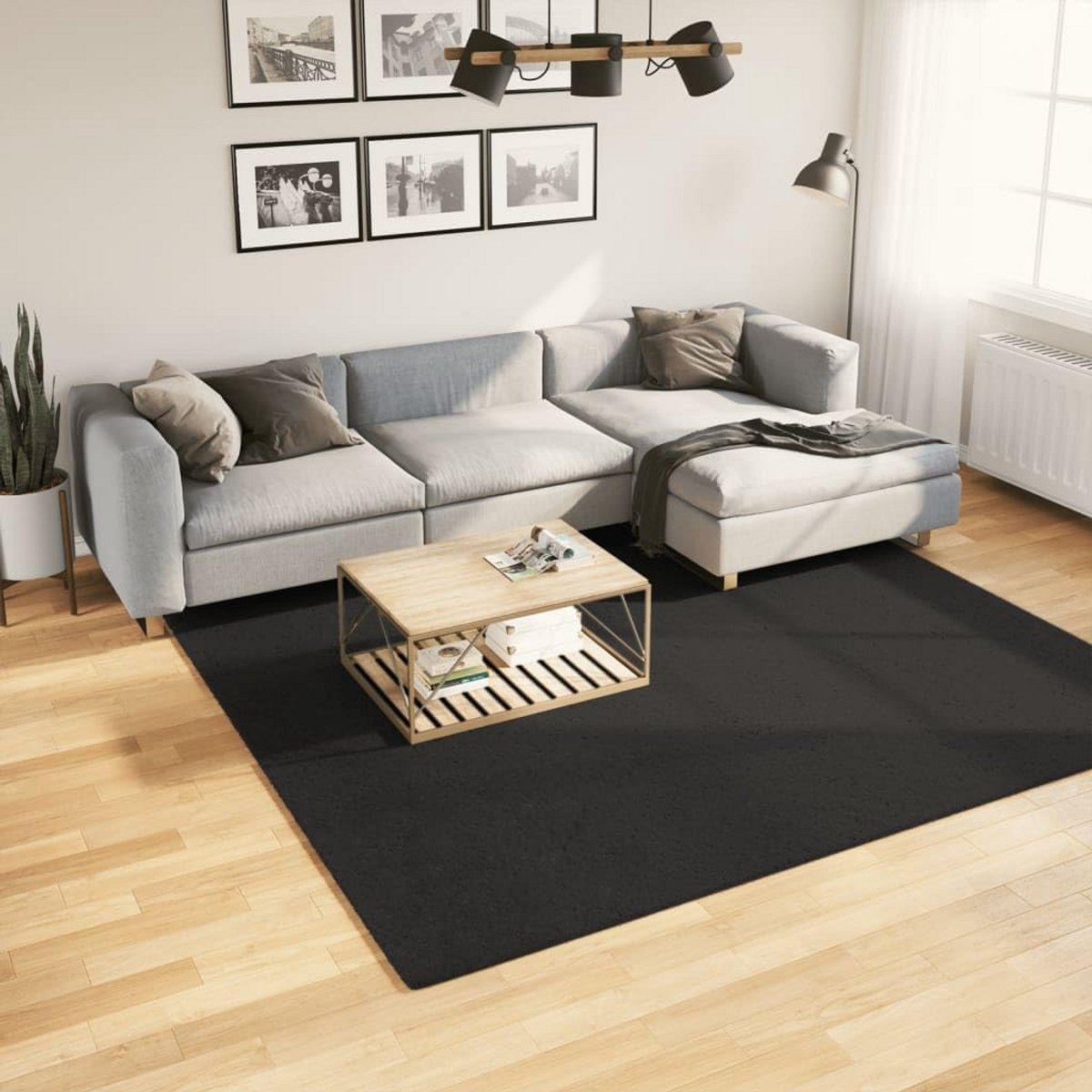 Zacht Vloerkleed Zwart Rond Wasmachinebestendig 240x240 cm
