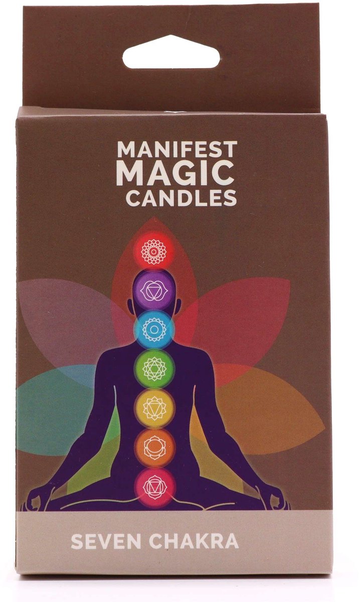 Ancient Wisdom Kaars - Manifestatiekaarsen zeven chakra's multicolor katoen - spiritueel - meditatie - energie - verlichting - aromatherapie - geur - ontspanning - welzijn